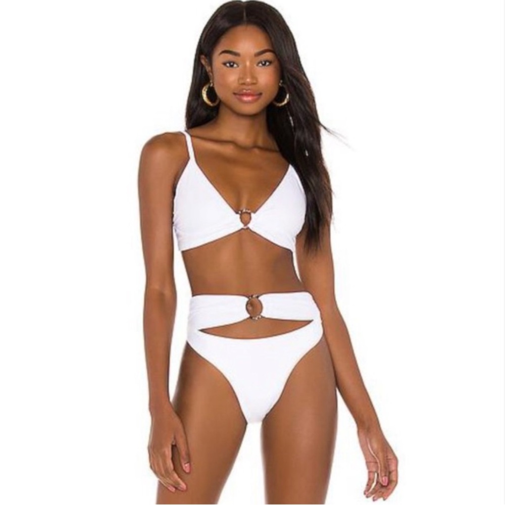 PilyQ High Waist WaterLily Ring Teeny Bikini Bottoms - Picture 9 of 9